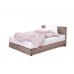 Pat Boxspring Alviano tapitat simplu, cu inaltime capat pat 90 cm, saltea inclusa, fara topper